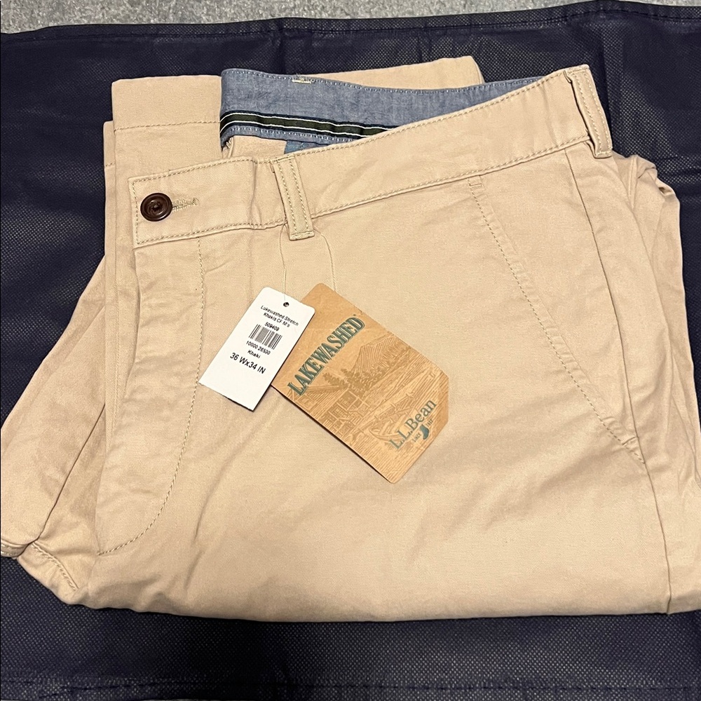 L.L. Bean Classic Fit Lakewashed Stretch Khaki Pants